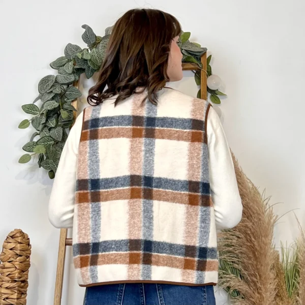 K024 - Gilet sans manches à carreaux - marron - 38