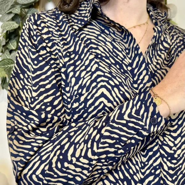 K009- Chemise imprimé zébrée (T36-T38) - marine - 38