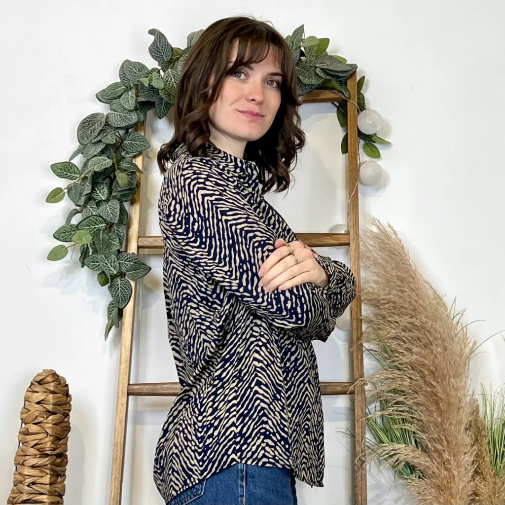 K009- Chemise imprimé zébrée (T36-T38) - marine - 38