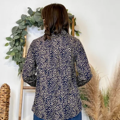 K009- Chemise imprimé zébrée (T36-T38) - marine - 38