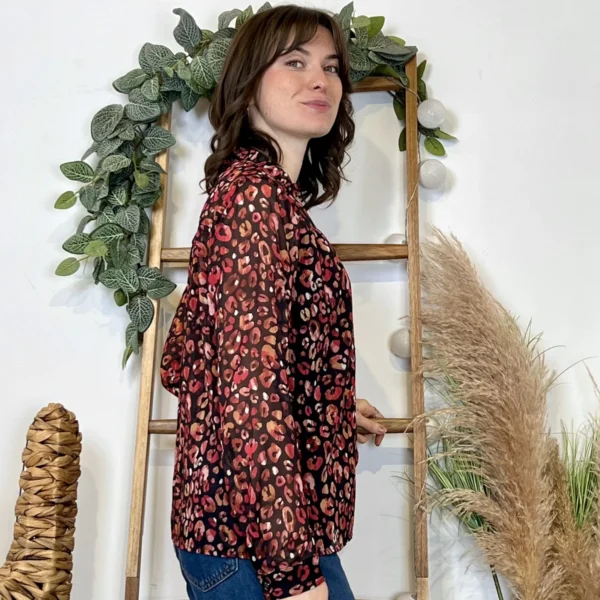 J931 - Chemisier léopard (T36-T38) - bordeaux - 38