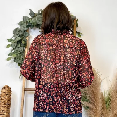 J931 - Chemisier léopard (T36-T38) - bordeaux - 38