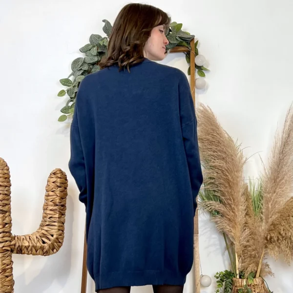 K010- Robe pull col V - marine - taille-unique