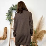Robe pull femme col V « Tendance » - marron - taille-unique