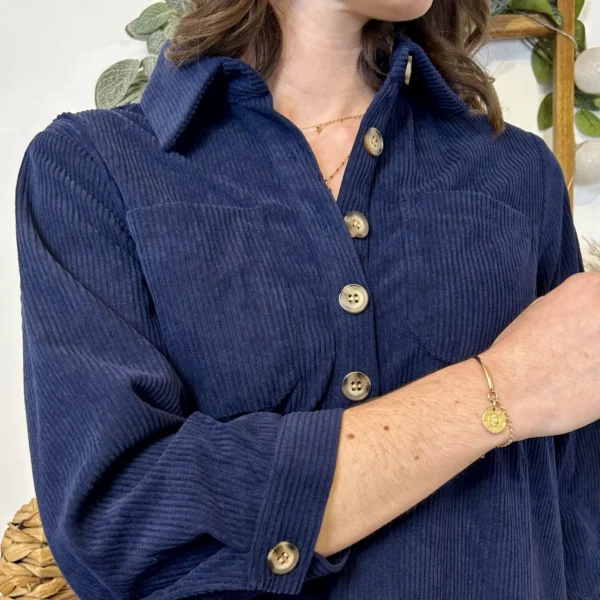 I901 - Robe en velours (T36-42) - marine - 38