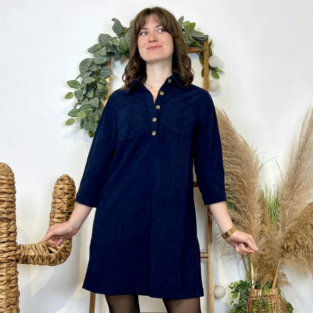 Robe courte en velours côtelé MAËLLE - marine - 38