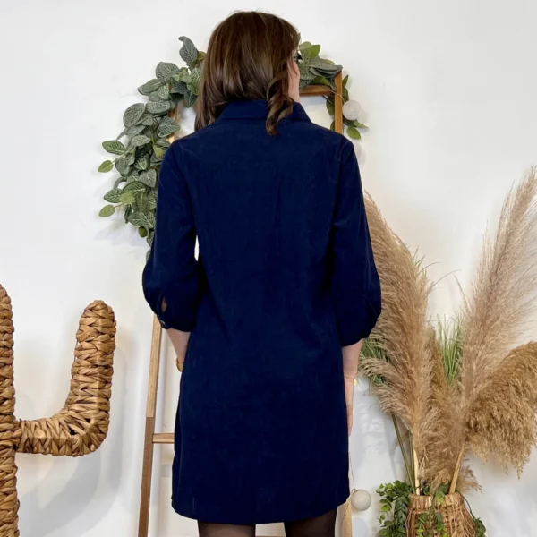 I901 - Robe en velours (T36-42) - marine - 38