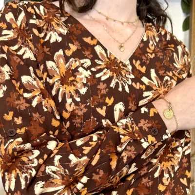 J949 - Robe fleurie (T36-42) - marron - 38