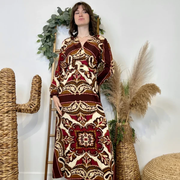 J952 - Robe longue baroque - bordeaux - 38