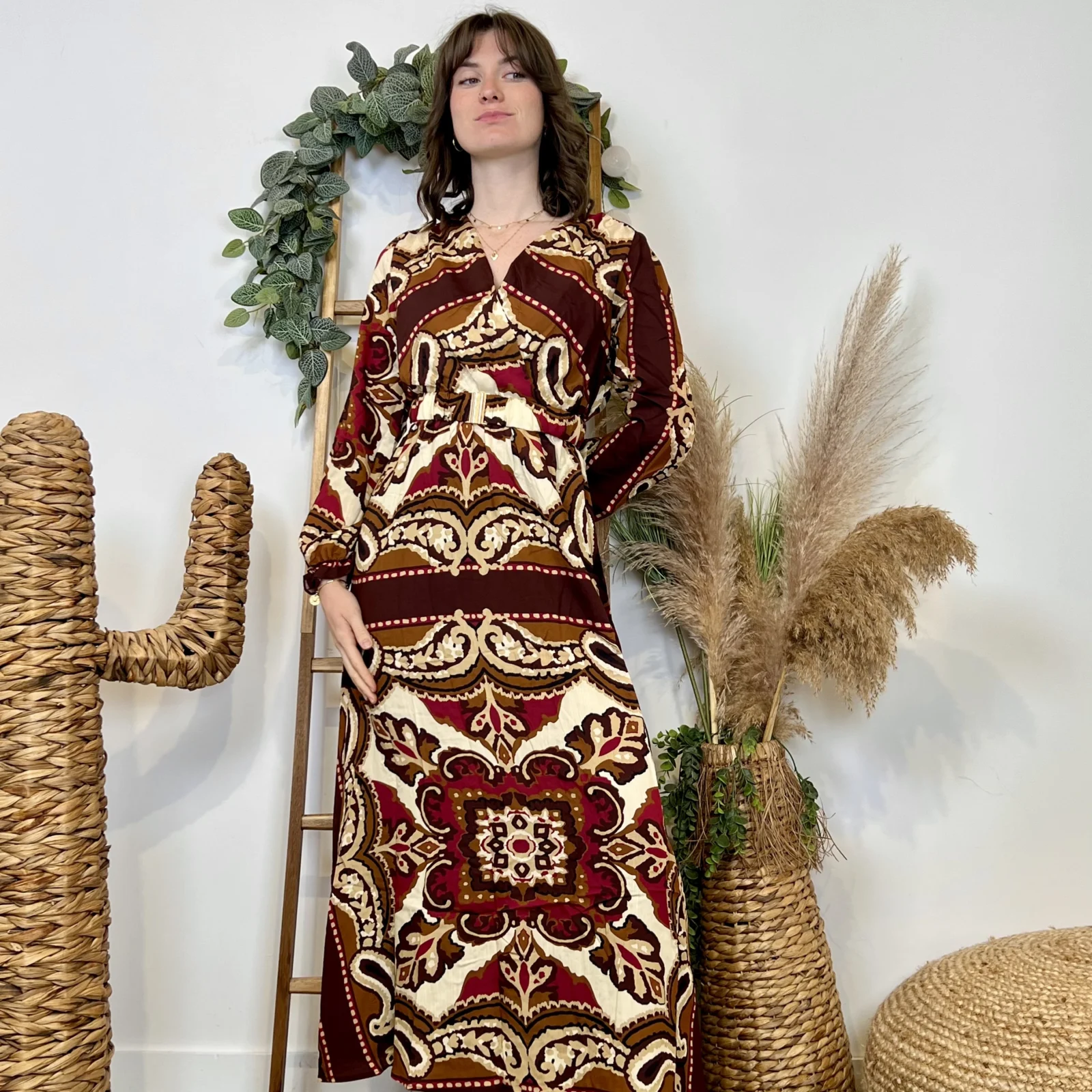 J952 - Robe longue baroque - bordeaux - 38