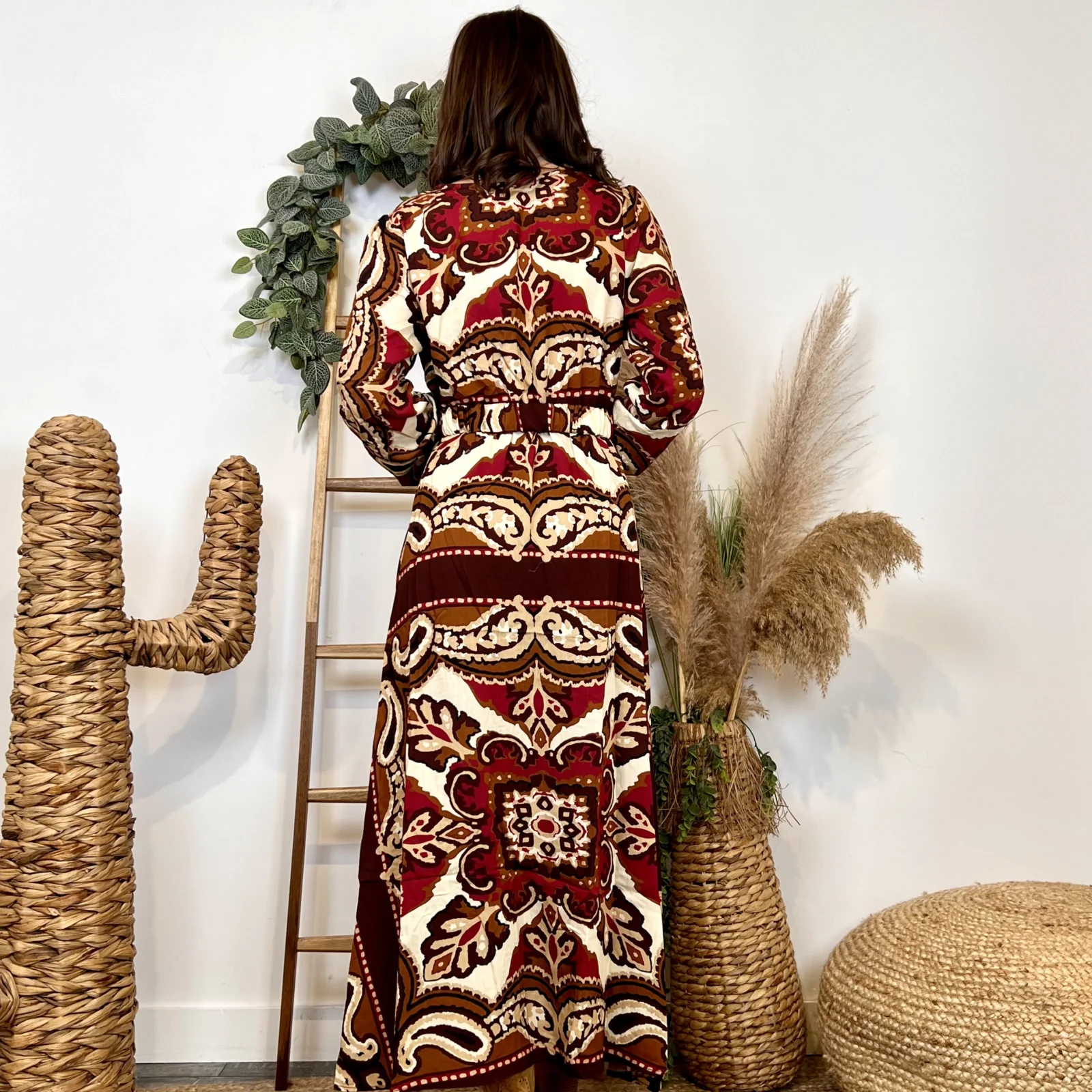 J952 - Robe longue baroque - bordeaux - 38