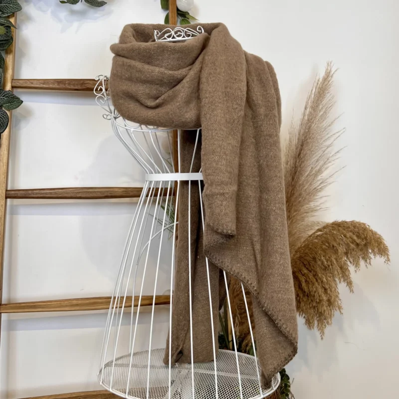Y500- Écharpe unie asymétrique - taupe - sans-taille