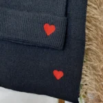 Ensemble bonnet et écharpe femme cœur brodé - noir - sans-taille
