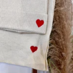 Ensemble bonnet et écharpe femme cœur brodé - beige - sans-taille