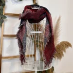 Écharpe asymétrique femme chinée à fils brillants - bordeaux - sans-taille