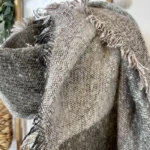 Écharpe asymétrique femme chinée à fils brillants - rose-poudre - sans-taille