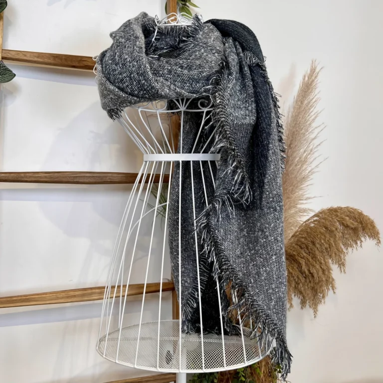 Écharpe asymétrique femme chinée à fils brillants - marine - sans-taille