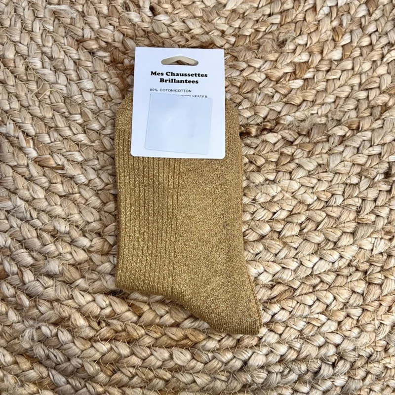 Chaussettes pailletées femme « Mon cœur » avec patch 35-41 - moutarde - taille-unique