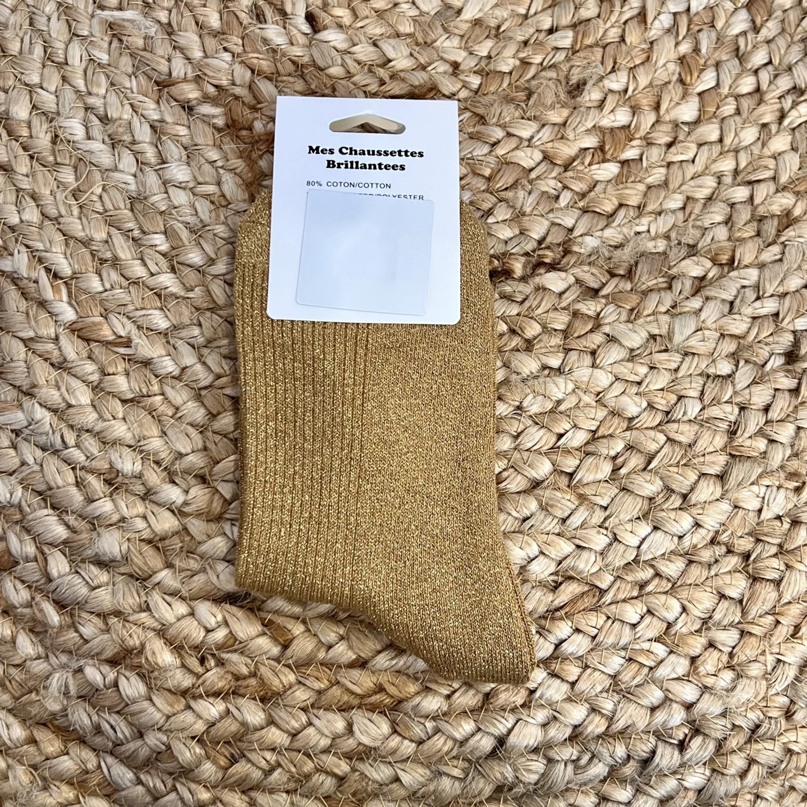 Chaussettes pailletées femme « Mon cœur » avec patch 35-41 - moutarde - taille-unique