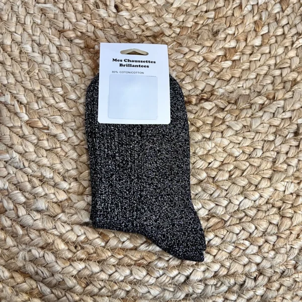 V306- Chaussettes Paillettes "Mon Coeur" - noir - taille-unique