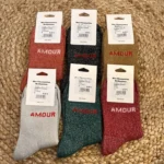 Chaussettes paillettes « Amour » - vert-sapin - sans-taille