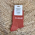 Chaussettes paillettes « Amour » - rouille-brique - sans-taille