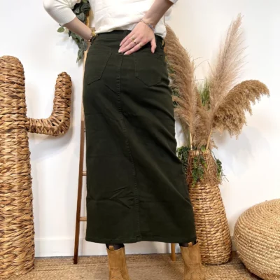 L723- Jupe en jean (T36-T44) - kaki - 44