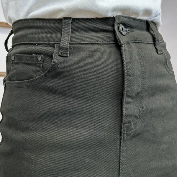 L723- Jupe en jean (T36-T44) - kaki - 44