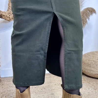 L723- Jupe en jean (T36-T44) - kaki - 44