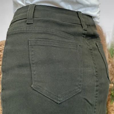 L723- Jupe en jean (T36-T44) - kaki - 44