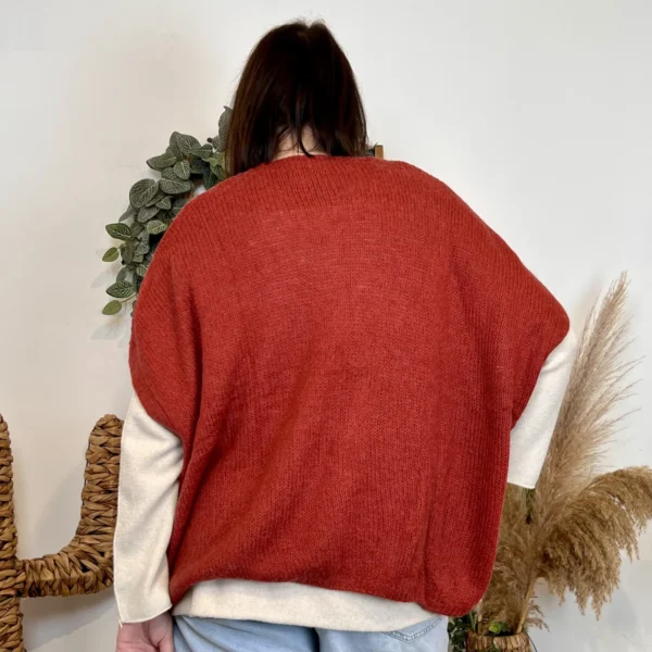 Z083- Gilet boutons fantaisies (Gu) - rouille - taille-unique-grande-taille