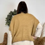 Gilet femme maille douce oversize col V - moutarde - taille-unique-grande-taille