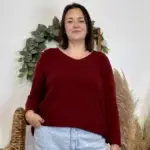 Pull femme oversize col V « Jolies Formes » - bordeaux - taille-unique-grande-taille