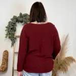 Pull femme oversize col V « Jolies Formes » - bordeaux - taille-unique-grande-taille
