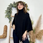 Poncho col roulé (TU) - noir - taille-unique