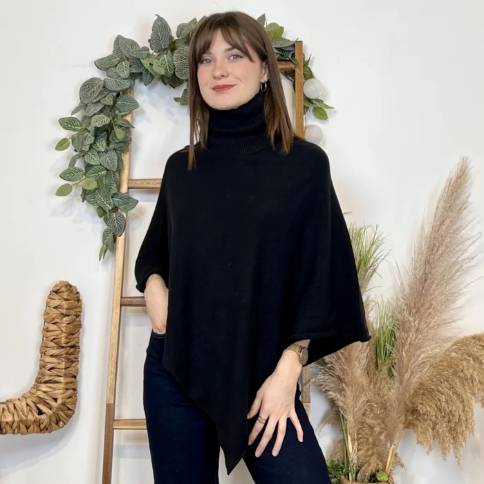 Poncho col roulé (TU) - noir - taille-unique