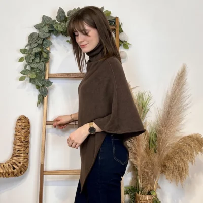 J996 - Poncho col roulé (TU) - marron - taille-unique