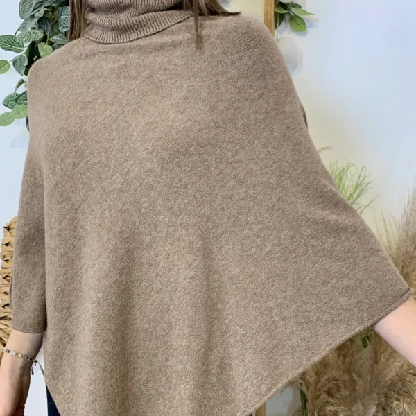 J996 - Poncho col roulé (TU) - taupe - taille-unique