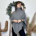 Poncho col roulé (TU) - gris - taille-unique