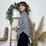 Poncho col roulé (TU) - gris - taille-unique