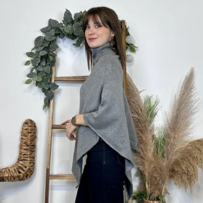 J996 - Poncho col roulé (TU) - gris - taille-unique