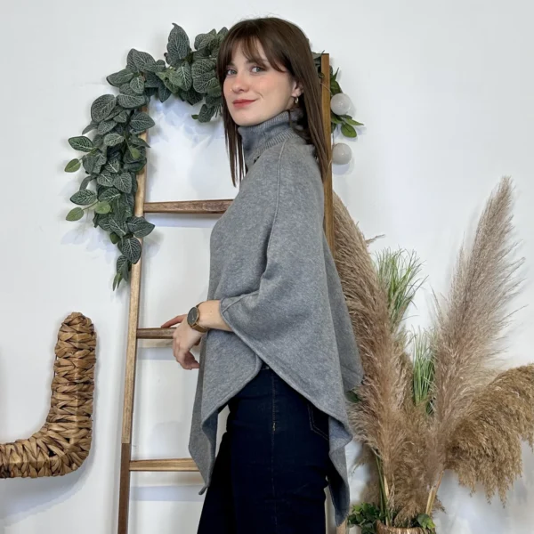 J996 - Poncho col roulé (TU) - gris - taille-unique