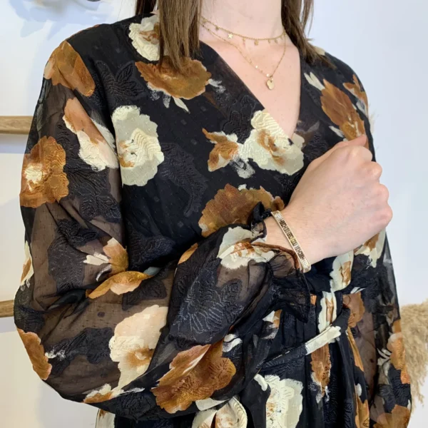 J994 - Robe motif fleurs (T36-T40) - noir - 38