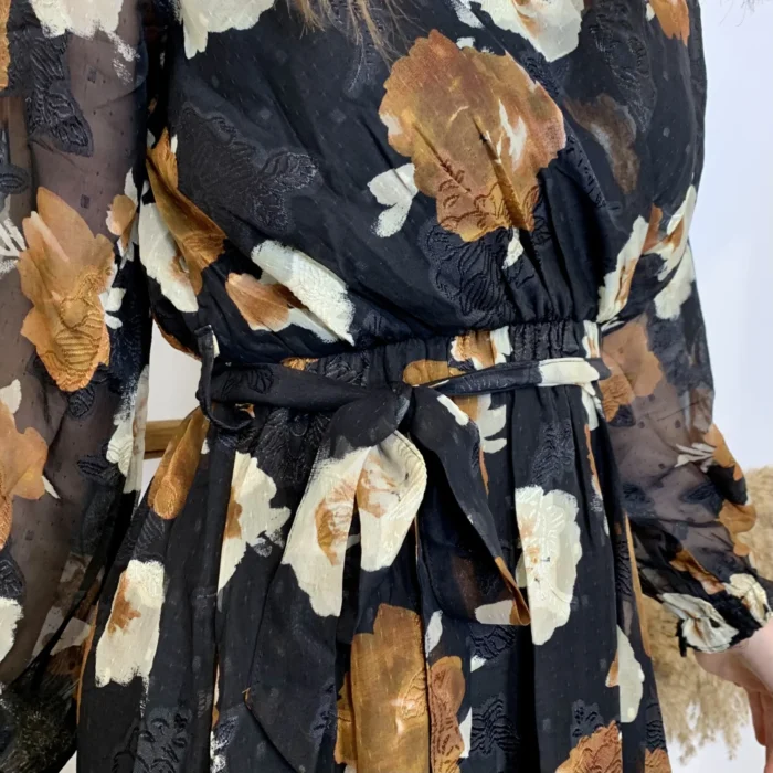 Robe motif fleurs (T36-T40) - noir - 38