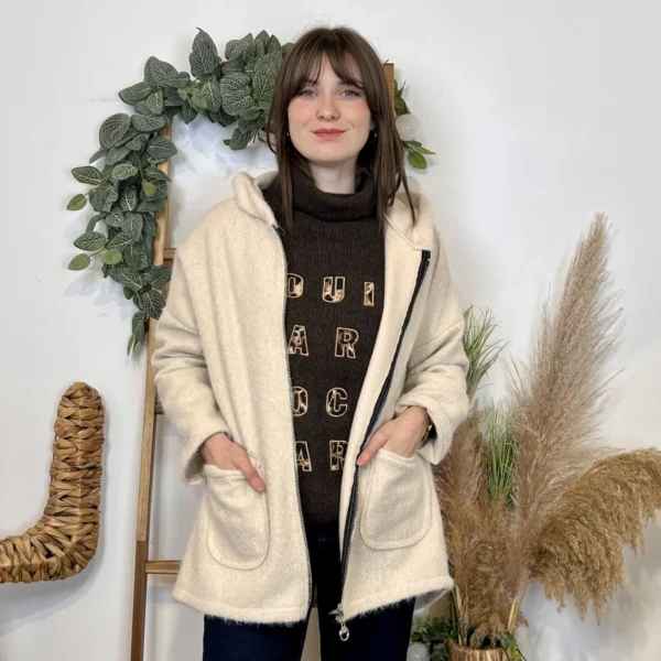 J986 - Manteau à capuche (TU) - beige - taille-unique