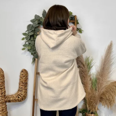 J986 - Manteau à capuche (TU) - beige - taille-unique