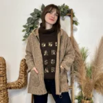 Manteau à capuche (TU) - taupe - taille-unique
