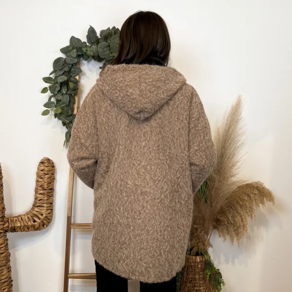 J986 - Manteau à capuche (TU) - taupe - taille-unique