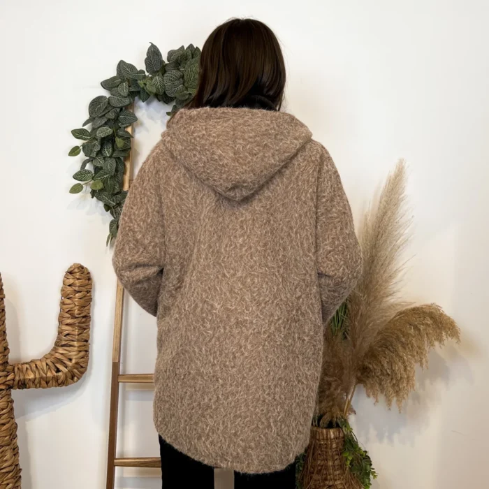 Manteau à capuche (TU) - taupe - taille-unique