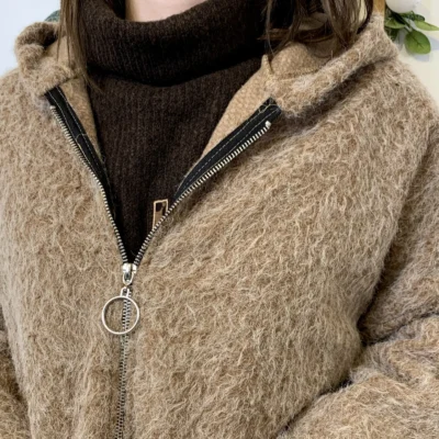 J986 - Manteau à capuche (TU) - taupe - taille-unique